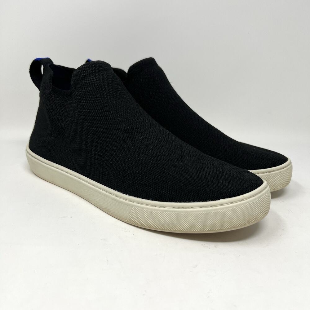 Rothy's Chelsea Sneakers Womens Size 10.5 Black Knit Pull On Shoes Boots Booties